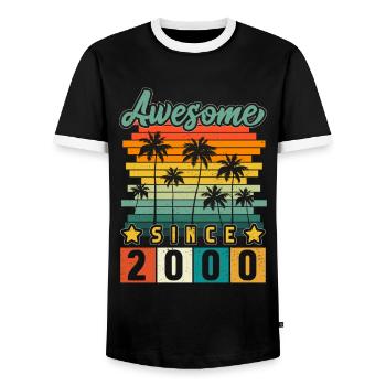 2000 Né Anniversaire Année de naissance Millésime - T-shirt contrasté Homme - noir/blanc - Devant - AI Model Female 172 light (172cm) & AI Model Male 178 light (178cm)