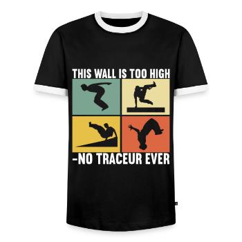 Parkour Freerunning - Men's Ringer Shirt - black/white - Front - AI Model Female 172 light (172cm) & AI Model Male 178 light (178cm)