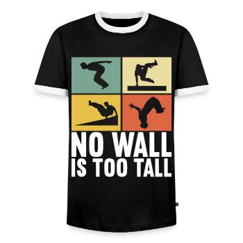 Parkour Freerunning - Men's Ringer Shirt - black/white - Front - AI Model Female 172 light (172cm) & AI Model Male 178 light (178cm)