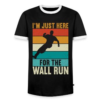 Parkour Freerunning - Men's Ringer Shirt - black/white - Front - AI Model Female 172 light (172cm) & AI Model Male 178 light (178cm)