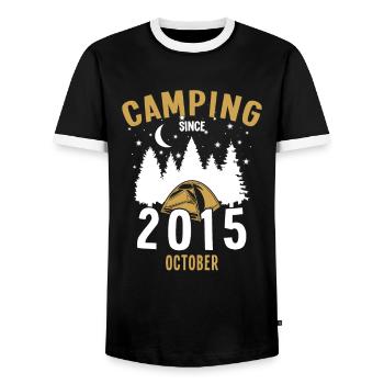 Anniversaire: Camping depuis octobre 2015 Camping - T-shirt contrasté Homme - noir/blanc - Devant - AI Model Female 172 light (172cm) & AI Model Male 178 light (178cm)