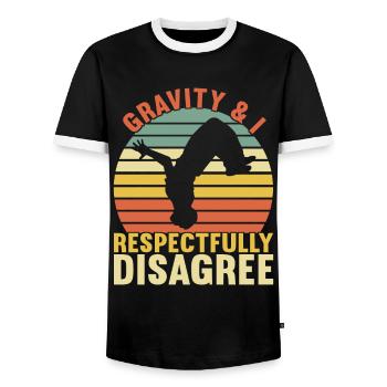 Parkour Freerunning - Men's Ringer Shirt - black/white - Front - AI Model Female 172 light (172cm) & AI Model Male 178 light (178cm)