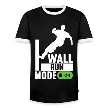 Parkour Freerunning - Men's Ringer Shirt - black/white - Front - AI Model Female 172 light (172cm) & AI Model Male 178 light (178cm)
