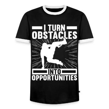 Parkour Freerunning - T-shirt contrasté Homme - noir/blanc - Devant - AI Model Female 172 light (172cm) & AI Model Male 178 light (178cm)