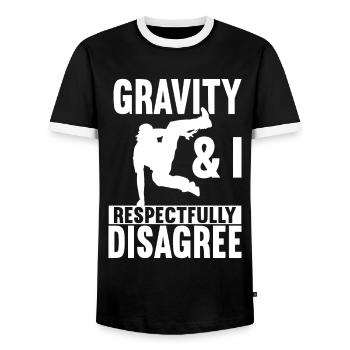 Parkour Freerunning - T-shirt contrasté Homme - noir/blanc - Devant - AI Model Female 172 light (172cm) & AI Model Male 178 light (178cm)