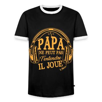 Cadeaux papa fête des pères gamer jeux-vidéos - T-shirt contrasté Homme - noir/blanc - Devant - AI Model Female 172 light (172cm) & AI Model Male 178 light (178cm)