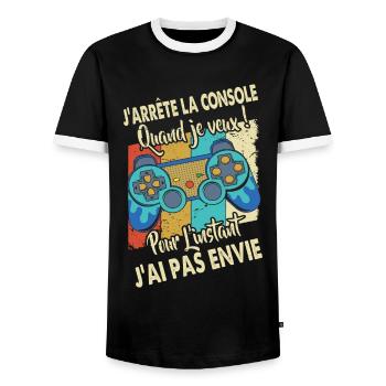 Cadeaux papa fête des pères gamer jeux-vidéos - T-shirt contrasté Homme - noir/blanc - Devant - AI Model Female 172 light (172cm) & AI Model Male 178 light (178cm)