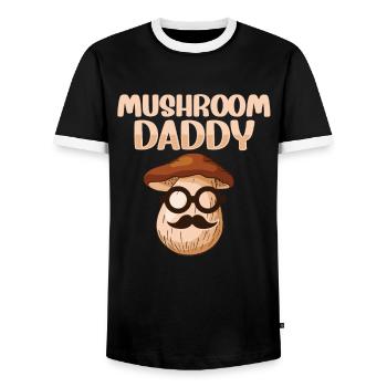 Mushroom Daddy Foraging Mushroom Hunting - Men's Ringer Shirt - black/white - Front - AI Model Female 172 light (172cm) & AI Model Male 178 light (178cm)