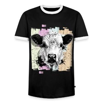 Vache - T-shirt contrasté Homme - noir/blanc - Devant - AI Model Female 172 light (172cm) & AI Model Male 178 light (178cm)
