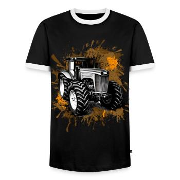 Tracteur Agriculture - T-shirt contrasté Homme - noir/blanc - Devant - AI Model Female 172 light (172cm) & AI Model Male 178 light (178cm)