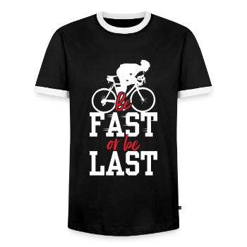 Be Fast Or Be Last Cycling Race Cyclist - Men's Ringer Shirt - black/white - Front - AI Model Female 172 light (172cm) & AI Model Male 178 light (178cm)
