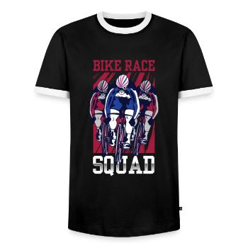 Cycling Races Team Bicycle Races Cyclists - Men's Ringer Shirt - black/white - Front - AI Model Female 172 light (172cm) & AI Model Male 178 light (178cm)