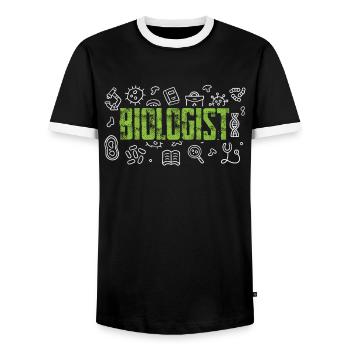 Biology Profession Biology Biology Teacher - Men's Ringer Shirt - black/white - Front - AI Model Female 172 light (172cm) & AI Model Male 178 light (178cm)