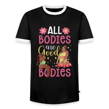 All bodies are good body shaming annoy - Men's Ringer Shirt - black/white - Front - AI Model Female 172 light (172cm) & AI Model Male 178 light (178cm)