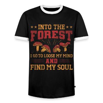 Into The Forest I Go Foraging Mushroom Hunting - Männer Kontrast-T-Shirt - Schwarz/Weiß - Vorne - AI Model Female 172 light (172cm) & AI Model Male 178 light (178cm)