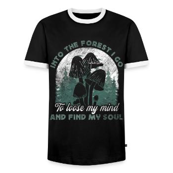 Into The Forest I Go Foraging Mushroom Hunting - Männer Kontrast-T-Shirt - Schwarz/Weiß - Vorne - AI Model Female 172 light (172cm) & AI Model Male 178 light (178cm)