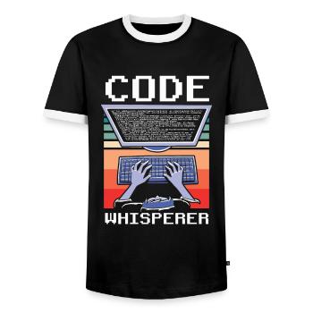 Code Whisperer Programmer Coding Coder - Men's Ringer Shirt - black/white - Front - AI Model Female 172 light (172cm) & AI Model Male 178 light (178cm)