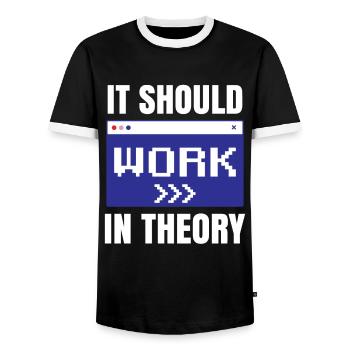 In Der Theorie Sollte Es Funktionieren Coding Code - Männer Kontrast-T-Shirt - Schwarz/Weiß - Vorne - AI Model Female 172 light (172cm) & AI Model Male 178 light (178cm)