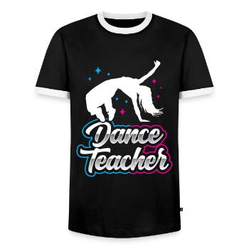 Professeur de danse Cours de danse École de danse Professeur de danse - T-shirt contrasté Homme - noir/blanc - Devant - AI Model Female 172 light (172cm) & AI Model Male 178 light (178cm)