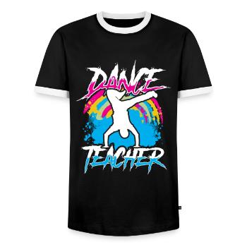 Professeur de danse Professeur de danse École de danse Cours de danse - T-shirt contrasté Homme - noir/blanc - Devant - AI Model Female 172 light (172cm) & AI Model Male 178 light (178cm)