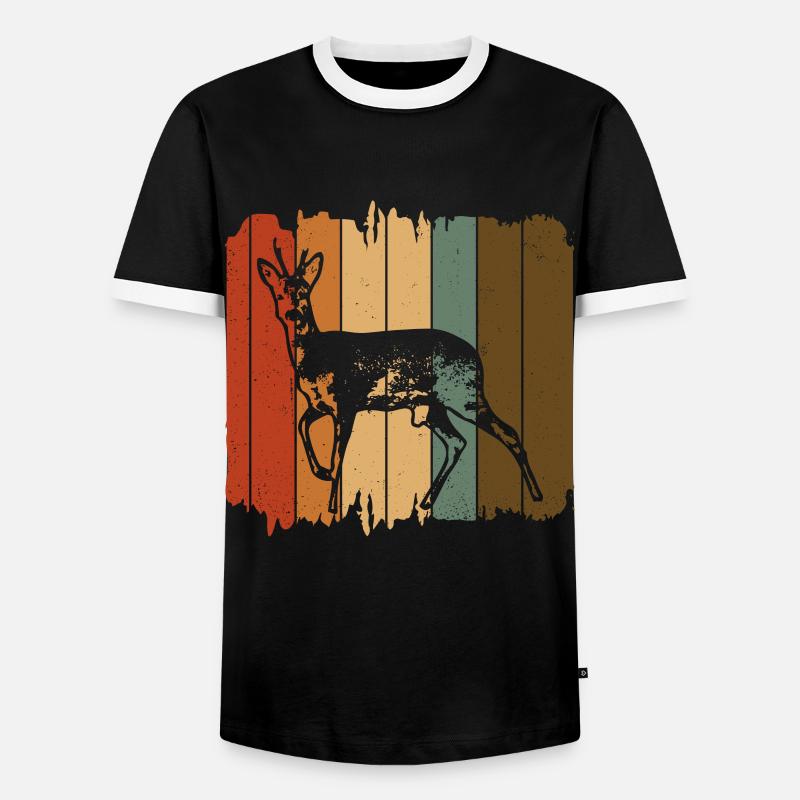 Reh - Männer Kontrast-T-Shirt - Schwarz/Weiß