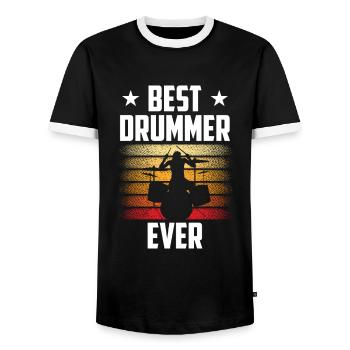 Best Drummer of All Time Drums Drum - Men's Ringer Shirt - black/white - Front - AI Model Female 172 light (172cm) & AI Model Male 178 light (178cm)