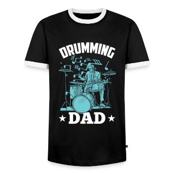 Batteur Père Tambour Batterie - T-shirt contrasté Homme - noir/blanc - Devant - AI Model Female 172 light (172cm) & AI Model Male 178 light (178cm)