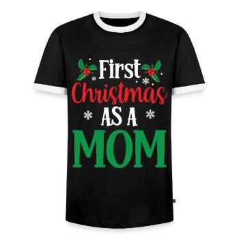 The first Christmas as a mother family pregnant - Men's Ringer Shirt - black/white - Front - AI Model Female 172 light (172cm) & AI Model Male 178 light (178cm)