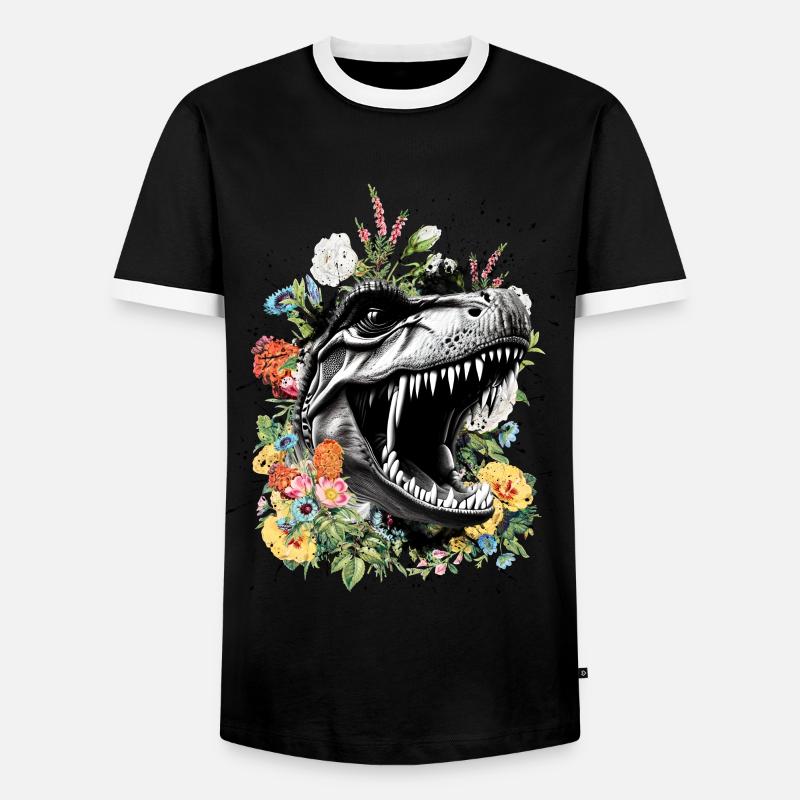 T Rex - Männer Kontrast-T-Shirt - Schwarz/Weiß