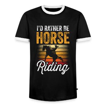 I'd rather go horseback riding - Men's Ringer Shirt - black/white - Front - AI Model Female 172 light (172cm) & AI Model Male 178 light (178cm)