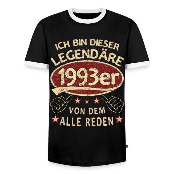 30. Geburtstag 1993 30 er Geburtstag - Männer Kontrast-T-Shirt - Schwarz/Weiß - Vorne - AI Model Female 172 light (172cm) & AI Model Male 178 light (178cm)