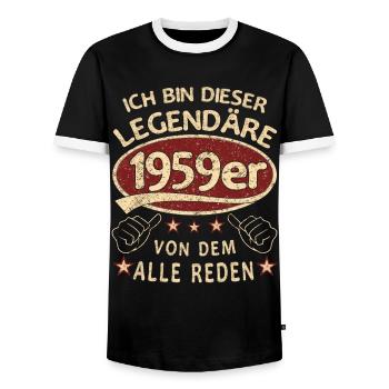 64. Geburtstag 1959 64 er Geburtstag - Männer Kontrast-T-Shirt - Schwarz/Weiß - Vorne - AI Model Female 172 light (172cm) & AI Model Male 178 light (178cm)