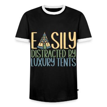 Glamping Glamper - Men's Ringer Shirt - black/white - Front - AI Model Female 172 light (172cm) & AI Model Male 178 light (178cm)