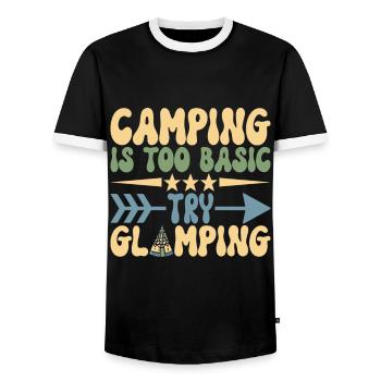 Glamping Glamper - Men's Ringer Shirt - black/white - Front - AI Model Female 172 light (172cm) & AI Model Male 178 light (178cm)
