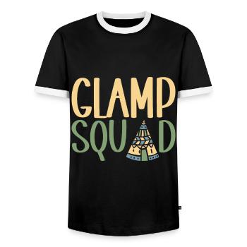 Glamping Glamper - Men's Ringer Shirt - black/white - Front - AI Model Female 172 light (172cm) & AI Model Male 178 light (178cm)