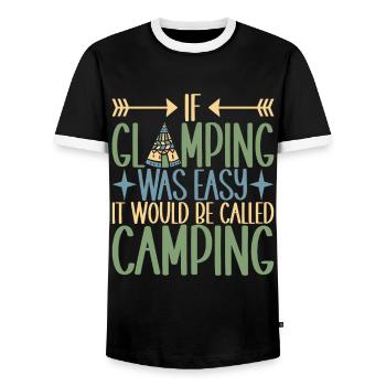 Glamping Glamper - Men's Ringer Shirt - black/white - Front - AI Model Female 172 light (172cm) & AI Model Male 178 light (178cm)