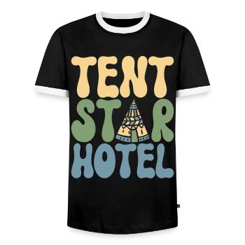 Glamping Glamper - Men's Ringer Shirt - black/white - Front - AI Model Female 172 light (172cm) & AI Model Male 178 light (178cm)