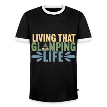 Glamping Glamper - Men's Ringer Shirt - black/white - Front - AI Model Female 172 light (172cm) & AI Model Male 178 light (178cm)