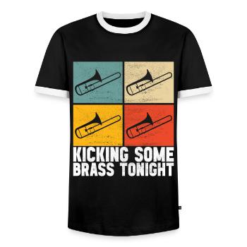 Posaune Trombone - Männer Kontrast-T-Shirt - Schwarz/Weiß - Vorne - AI Model Female 172 light (172cm) & AI Model Male 178 light (178cm)