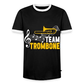 Posaune Trombone - Männer Kontrast-T-Shirt - Schwarz/Weiß - Vorne - AI Model Female 172 light (172cm) & AI Model Male 178 light (178cm)