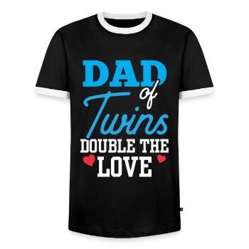 Father of Twins Double Love Twin - Men's Ringer Shirt - black/white - Front - AI Model Female 172 light (172cm) & AI Model Male 178 light (178cm)