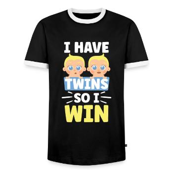 J’ai des jumeaux, donc je gagne des jumeaux - T-shirt contrasté Homme - noir/blanc - Devant - AI Model Female 172 light (172cm) & AI Model Male 178 light (178cm)
