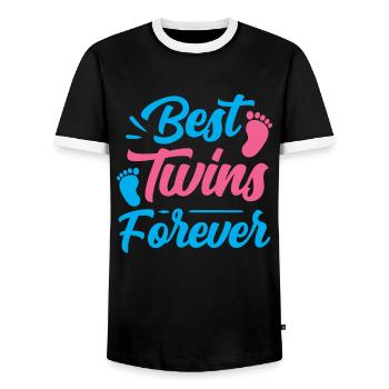 Best Twins Forever Funny Humor Gemini - Men's Ringer Shirt - black/white - Front - AI Model Female 172 light (172cm) & AI Model Male 178 light (178cm)