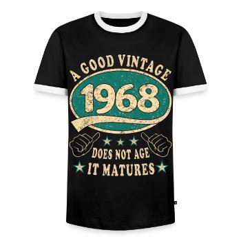 55. Geburtstag 1968 55er Guter Jahrgang - Männer Kontrast-T-Shirt - Schwarz/Weiß - Vorne - AI Model Female 172 light (172cm) & AI Model Male 178 light (178cm)