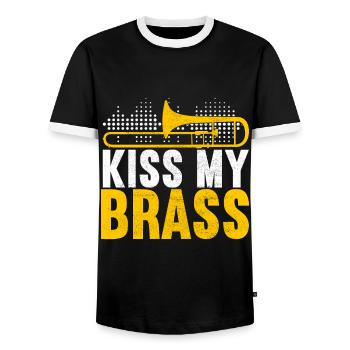 Posaune Trombone - Men's Ringer Shirt - black/white - Front - AI Model Female 172 light (172cm) & AI Model Male 178 light (178cm)