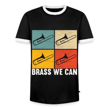 Posaune Trombone - Männer Kontrast-T-Shirt - Schwarz/Weiß - Vorne - AI Model Female 172 light (172cm) & AI Model Male 178 light (178cm)