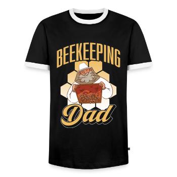 Beekeeping, Papa, Beekeepers, Beekeepers, Honey Bee - Men's Ringer Shirt - black/white - Front - AI Model Female 172 light (172cm) & AI Model Male 178 light (178cm)