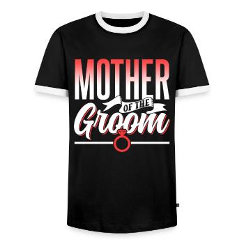Mère du marié marié fête mariage - T-shirt contrasté Homme - noir/blanc - Devant - AI Model Female 172 light (172cm) & AI Model Male 178 light (178cm)