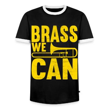 Posaune Trombone - Men's Ringer Shirt - black/white - Front - AI Model Female 172 light (172cm) & AI Model Male 178 light (178cm)
