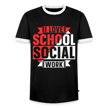 J’aime le travail social scolaire travailleur social scolaire - T-shirt contrasté Homme - noir/blanc - Devant - AI Model Female 172 light (172cm) & AI Model Male 178 light (178cm)